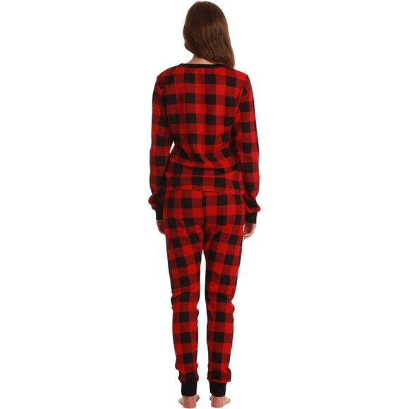 Non-Irritating Buffalo Plaid Women's Thermal Pajamas - Perfect for Layering - Picture 3 of 3